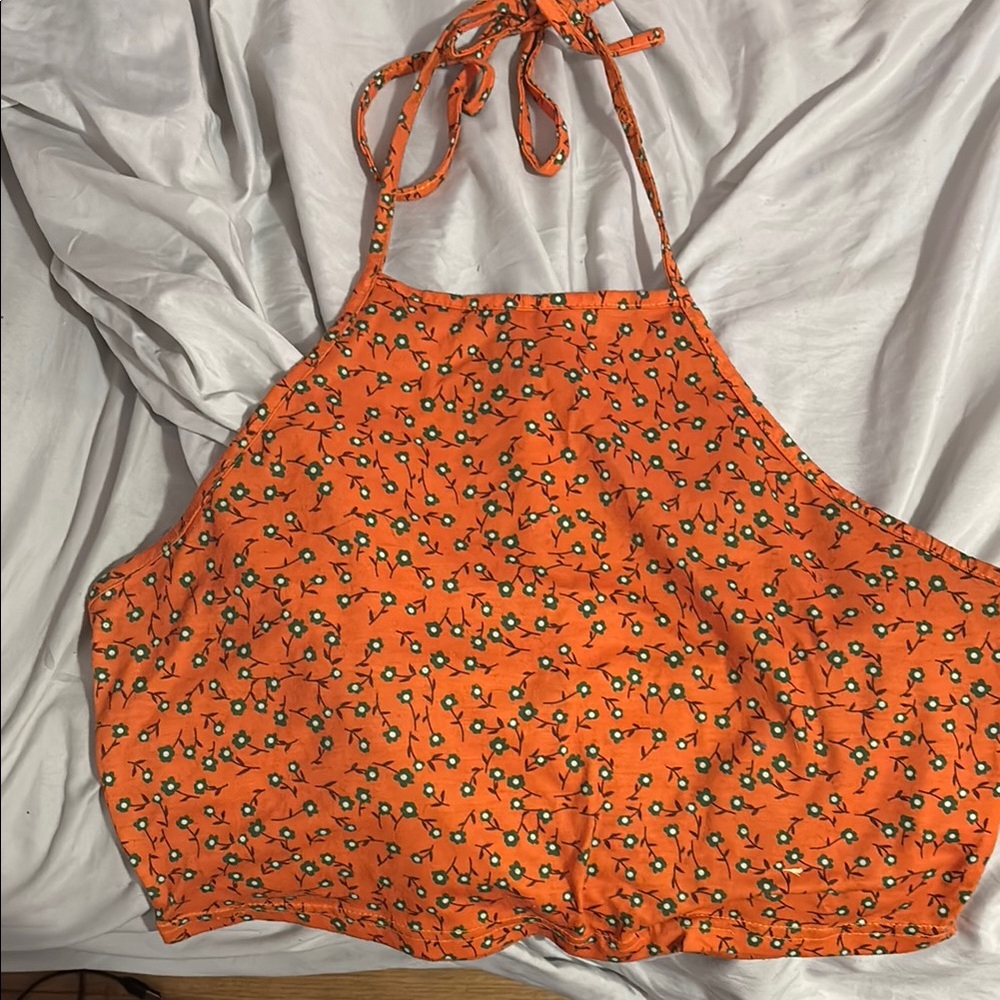 Orange Floral Halter Top